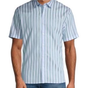 Vince Men’s Button Down Short Sleeve Stripe Classic Fit Shirt Size XL